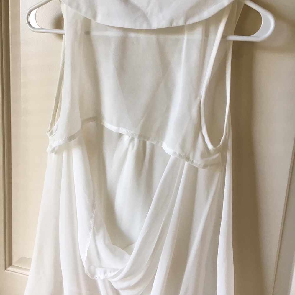 White sheer blouse with tie in front - Picture 4 of 5